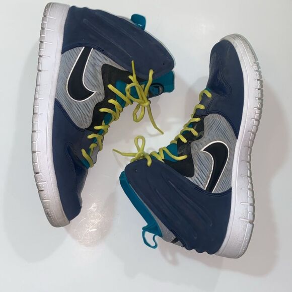 Nike Air Flight High Can’t Jump Blue Sneakers with Yellow Laces Men Size 12 USA - Picture 3 of 15